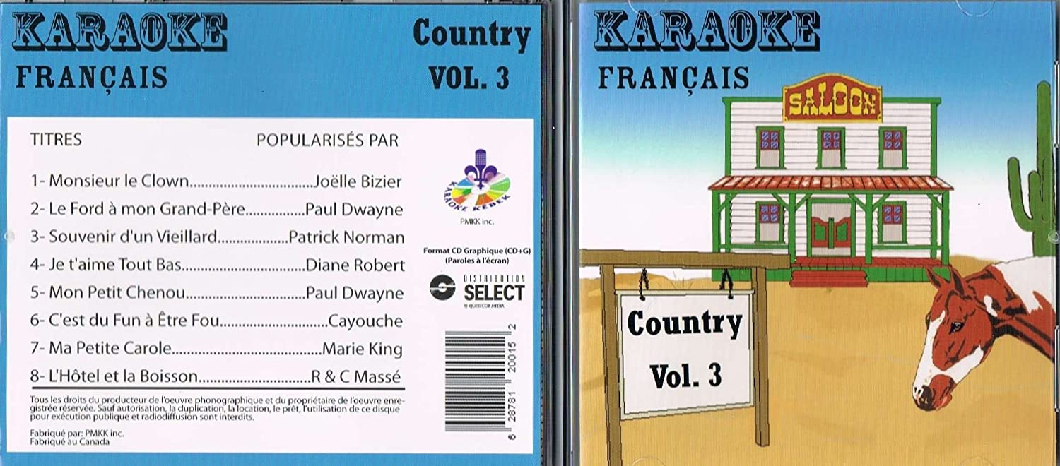 Karaoke Country Francais Vol. 3 [Audio CD] Varies Karaoke – MusicaMonette