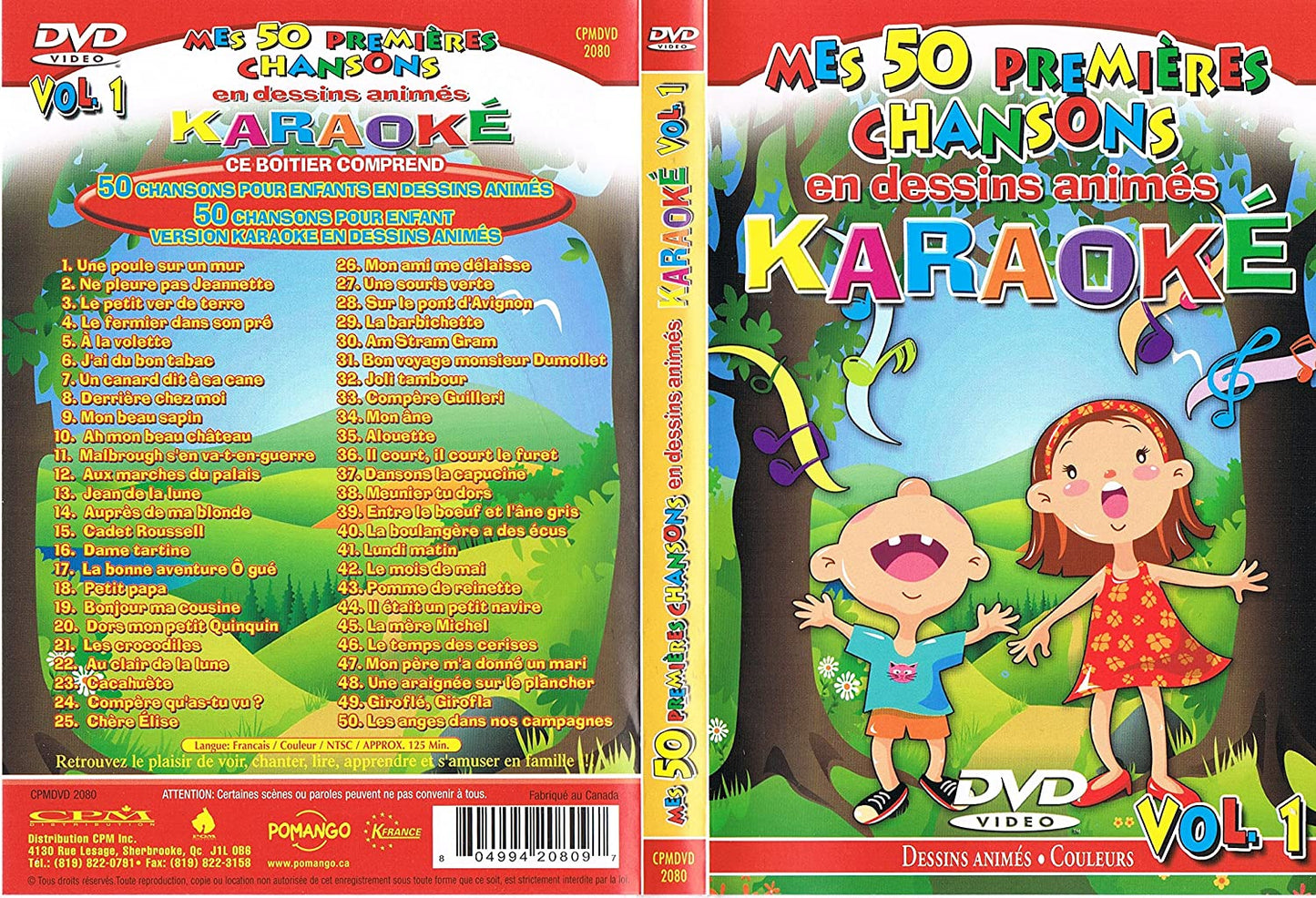 KARAOKE DVD - Mes 50 Premieres Chansons en Dessins Animés Vol 1 [DVD] –  MusicaMonette